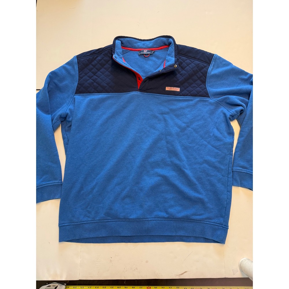 Vineyard Vines Mens Quilted Yoke Shep Shirt Blue Snap Pullover 1K2314
